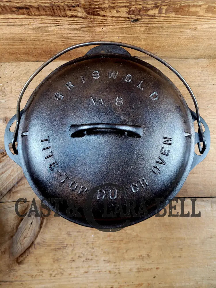 1930βS Griswold #8 Tite-Top Dutch Oven 1278 C Fully Marked Raised Matching Lid (2551 C)! Perfect