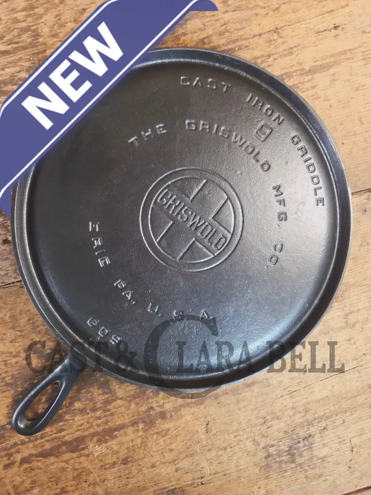1930โs Griswold #9 Cast Iron Griddle Large Block logo โErie PA USA,โ609 Aโ. Awesome for pancakes and grilled cheese