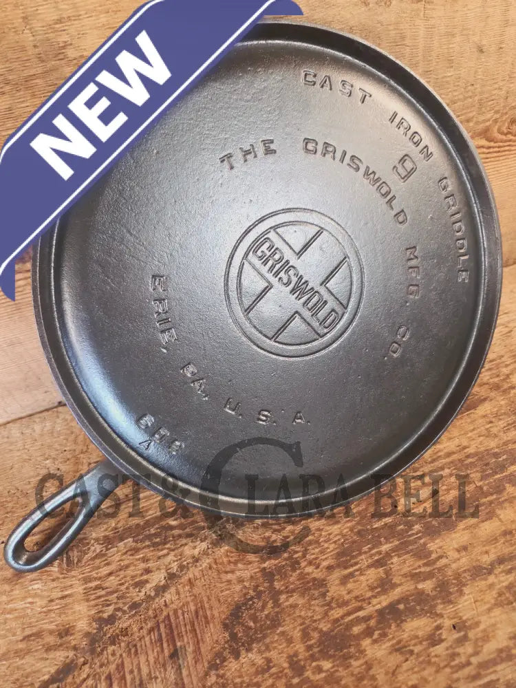 1930โs Griswold #9 Cast Iron Griddle Large Block logo โErie PA USA,โ609 Aโ. Awesome for pancakes and grilled cheese