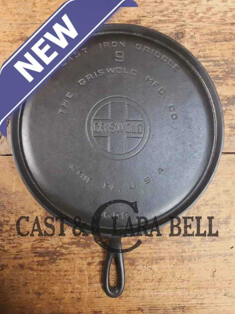 1930βs Griswold #9 Cast Iron Griddle Large Block logo βErie PA USA,β609ββ. Awesome for pancakes and grilled cheese