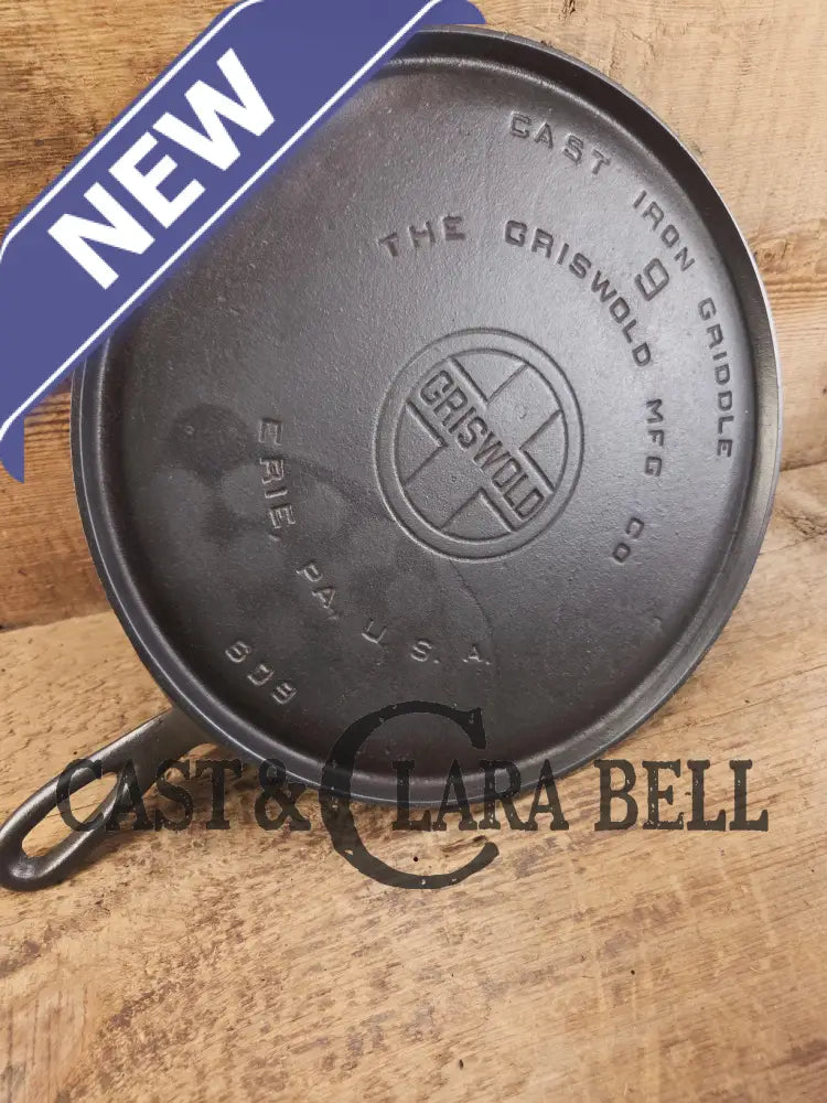 1930βs Griswold #9 Cast Iron Griddle Large Block logo βErie PA USA,β609ββ. Awesome for pancakes and grilled cheese!