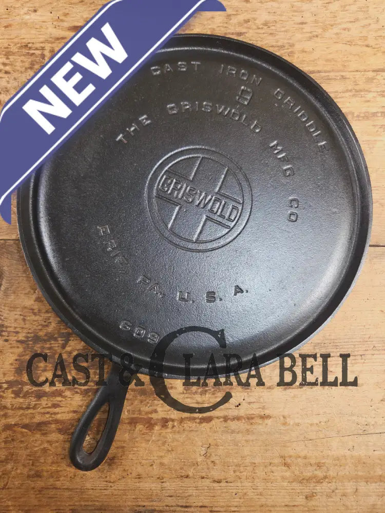 1930βs Griswold #9 Cast Iron Griddle Large Block logo βErie PA USA,β609ββ. Awesome for pancakes and grilled cheese!