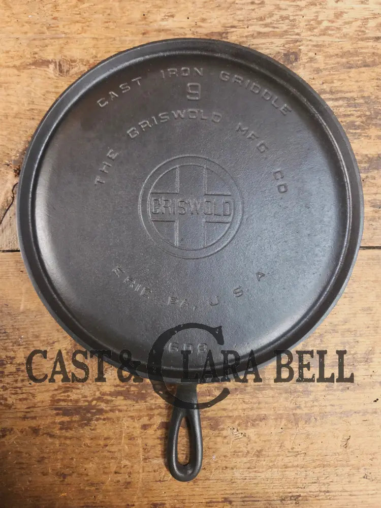 1930βs Griswold #9 Cast Iron Griddle Large Block logo βErie PA USA,β609ββ. Awesome for pancakes and grilled cheese