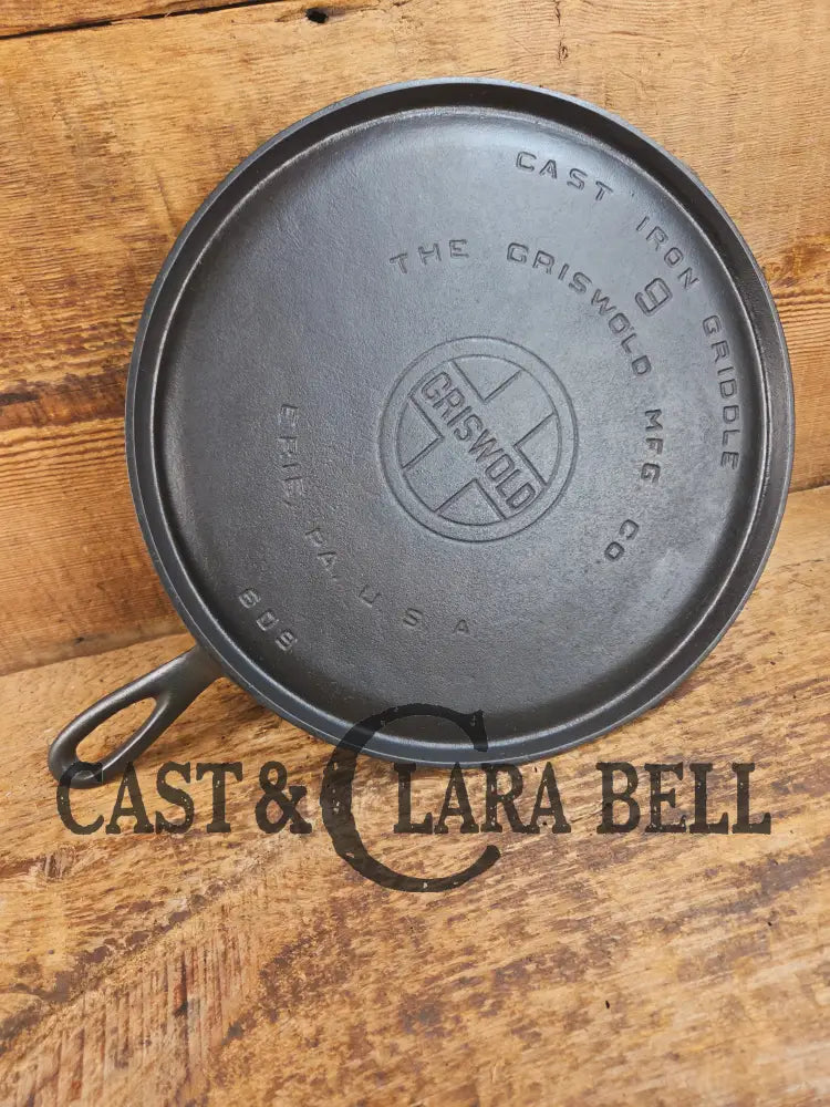 1930βs Griswold #9 Cast Iron Griddle Large Block logo βErie PA USA,β609ββ. Awesome for pancakes and grilled cheese