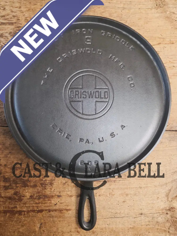 1930βs Griswold #9 Cast Iron Griddle Large Block logo βErie PA USA,β609ββ. Awesome for pancakes and grilled cheese!