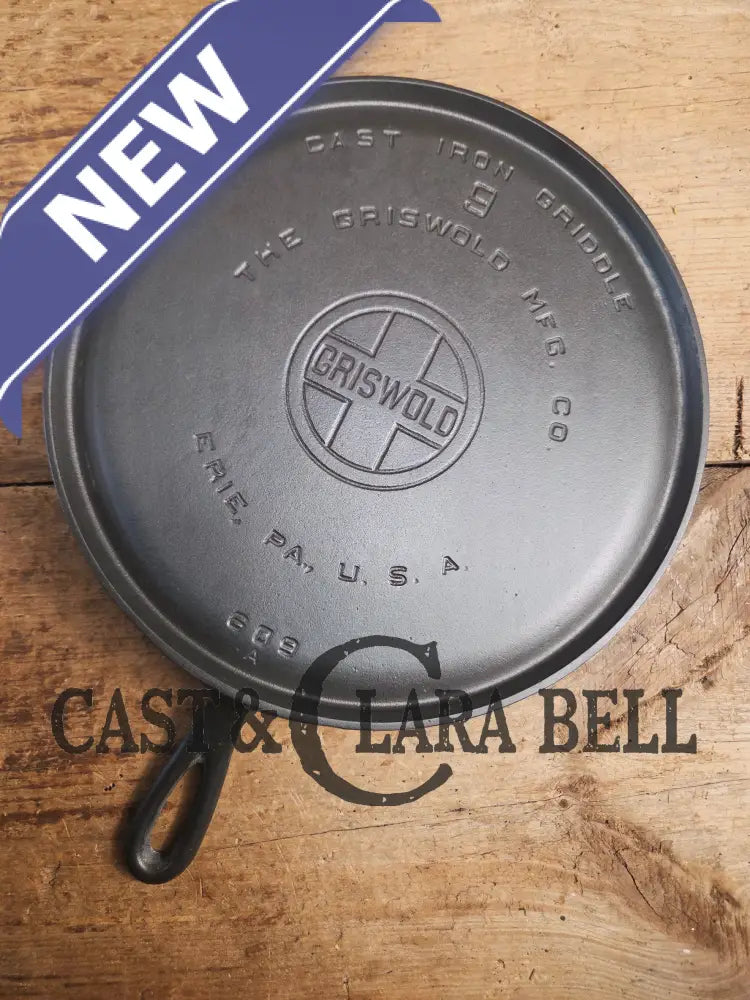 1930βs Griswold #9 Cast Iron Griddle Large Block logo βErie PA USA,β609ββ. Awesome for pancakes and grilled cheese!