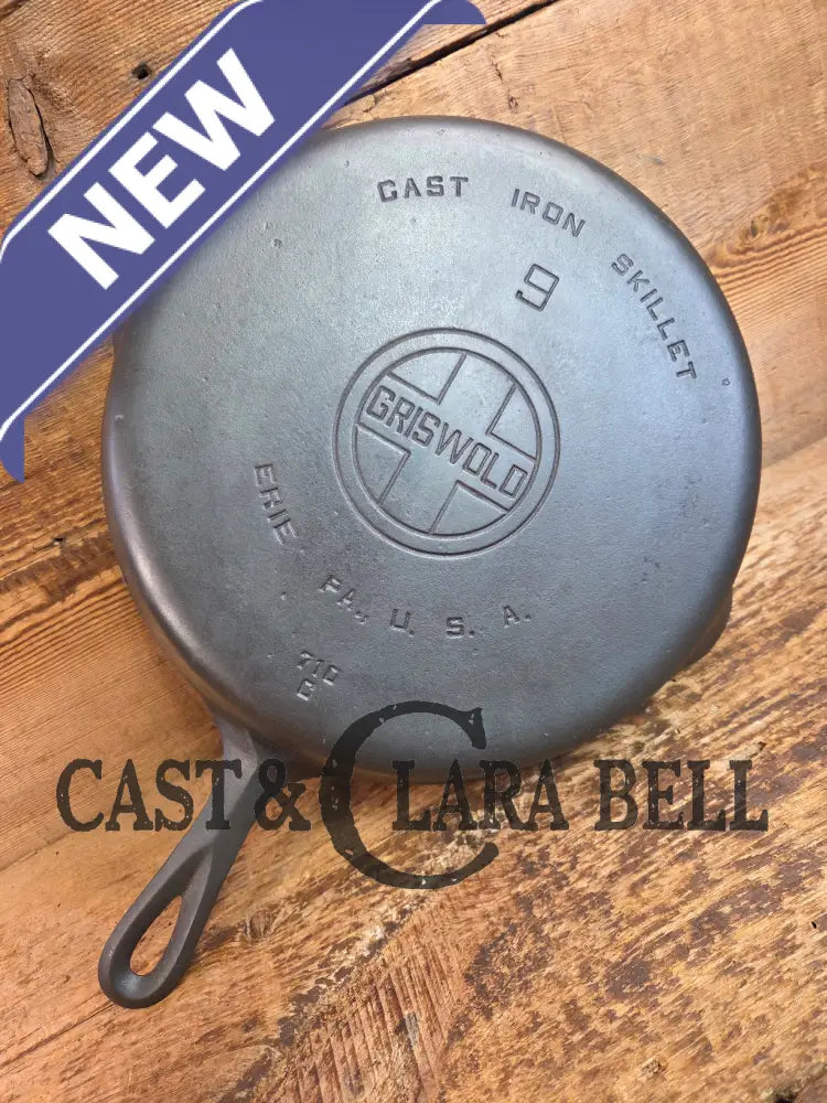 1930’s Griswold #9 Skillet with Large Block Logo and Smooth Bottom 710 C - Skillet