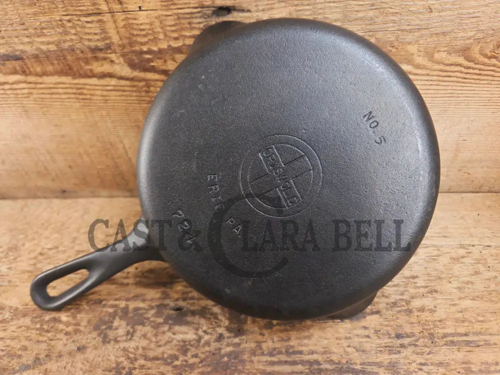 1930’s Griswold No. 5 Saute Skillet Small Logo Smooth Bottom 724 Skillet