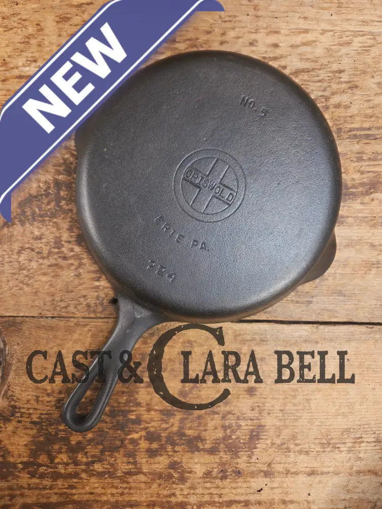 1930βs Griswold No. 5 Saute Skillet Small Logo Smooth Bottom 724 Skillet