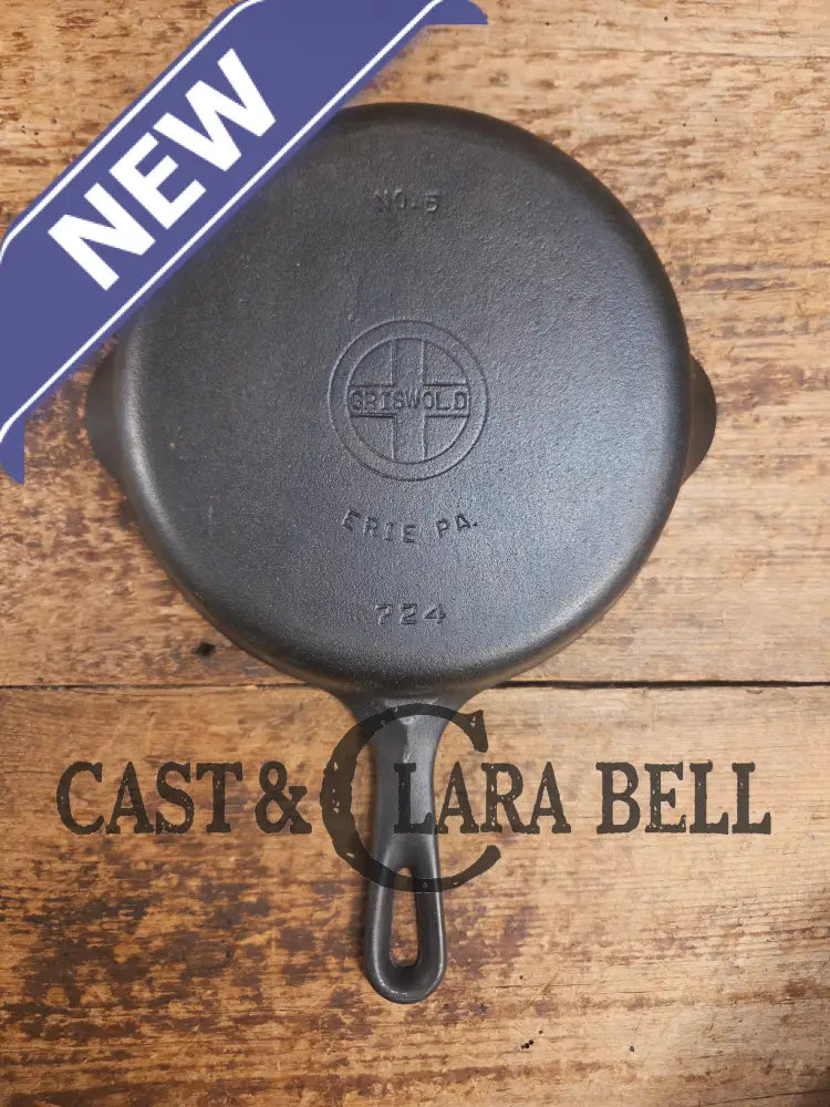1930βs Griswold No. 5 Saute Skillet Small Logo Smooth Bottom 724 Skillet