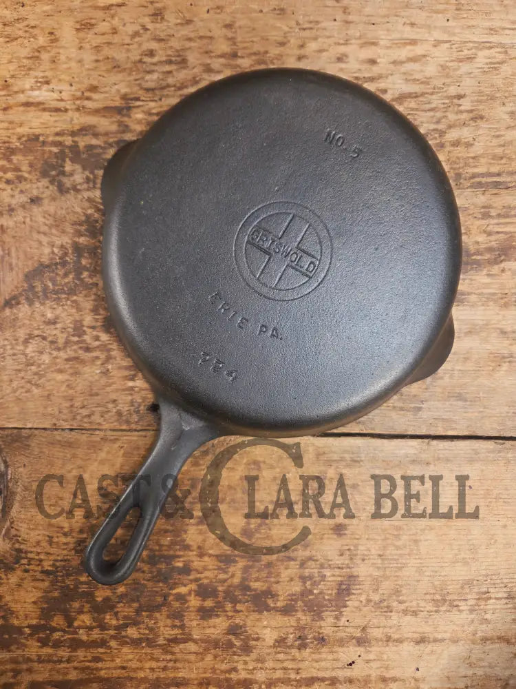1930’s Griswold No. 5 Saute Skillet Small Logo Smooth Bottom 724 Skillet