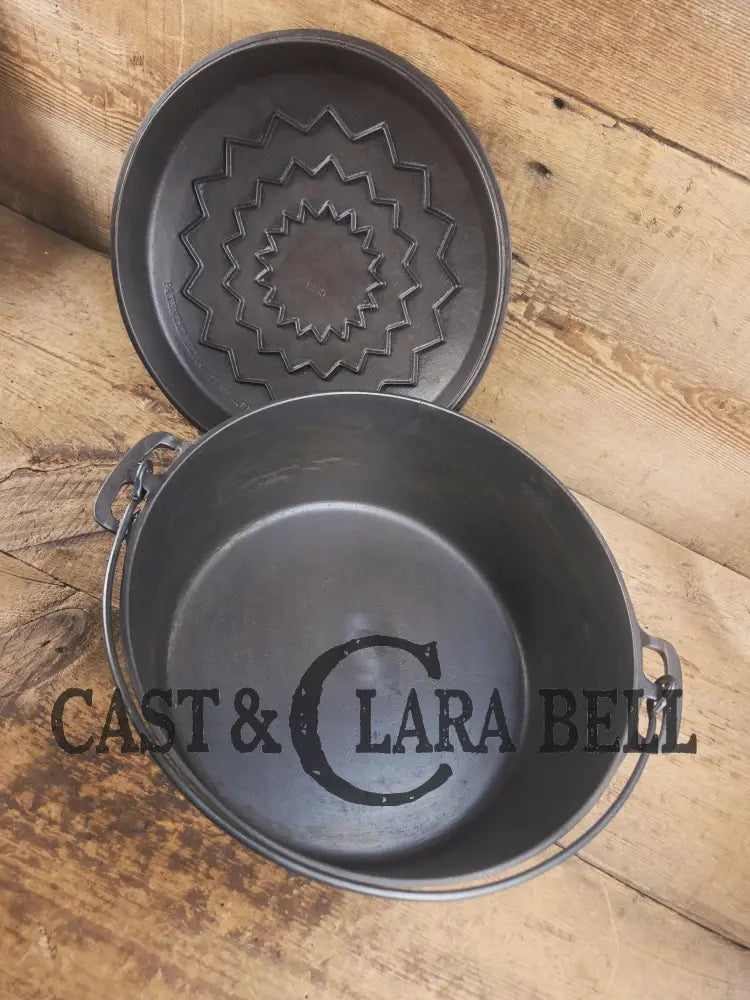 1930’s Wagner #9 Round Roaster Dutch Oven with fully marked Drip Drop Roaster Lid with Raised Lettering! Dutch Ovens