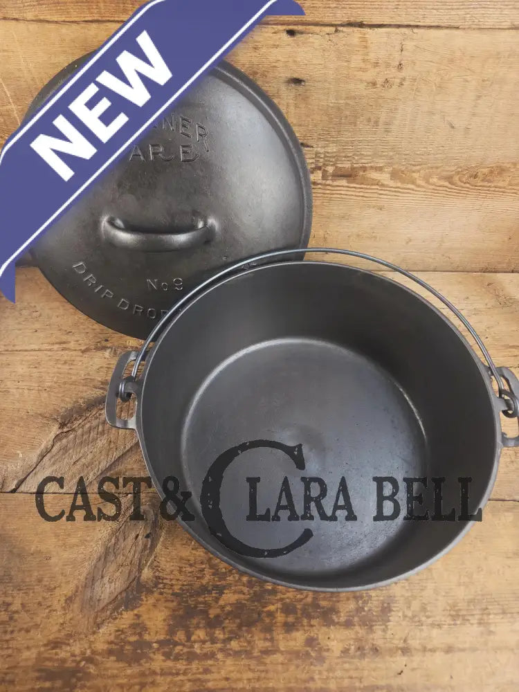 1930’s Wagner #9 Round Roaster Dutch Oven with fully marked Drip Drop Roaster Lid with Raised Lettering! Dutch Ovens