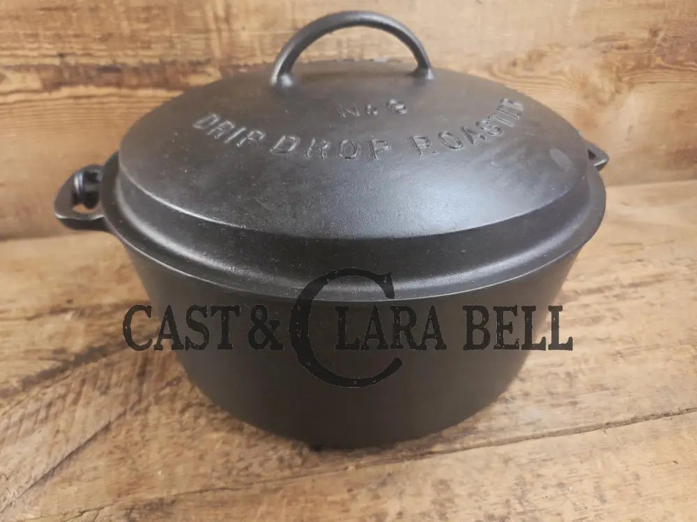 1930’s Wagner #9 Round Roaster Dutch Oven with fully marked Drip Drop Roaster Lid with Raised Lettering! Dutch Ovens