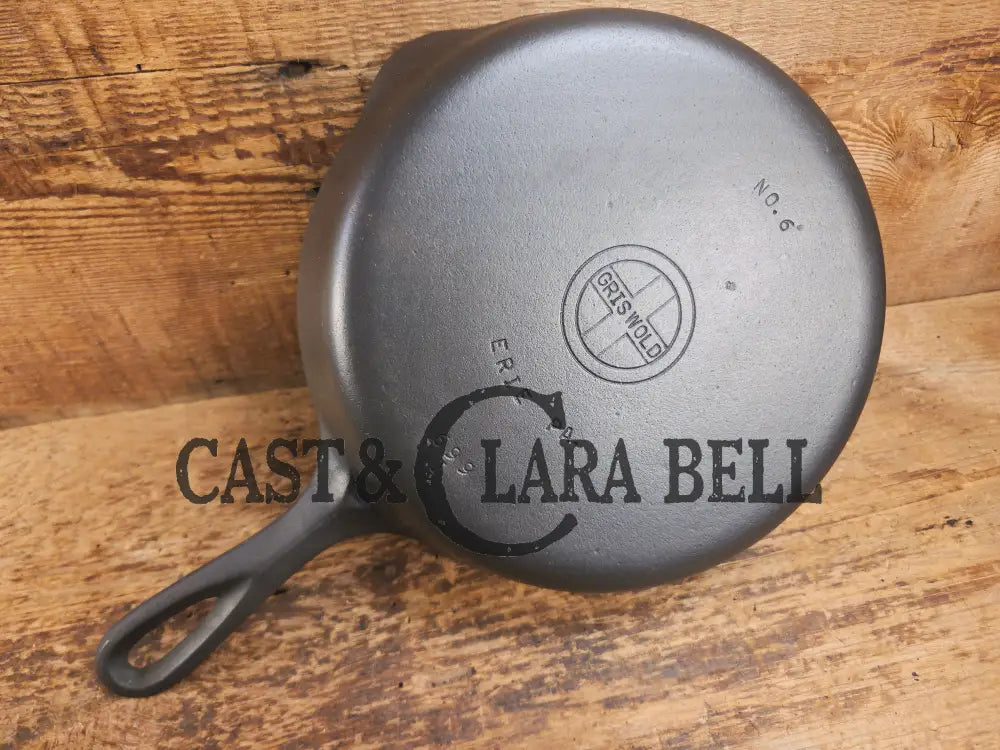 1940’s Griswold #6 Cast Iron Skillet with Small Block Logo and Smooth Bottom 699 I Skillet
