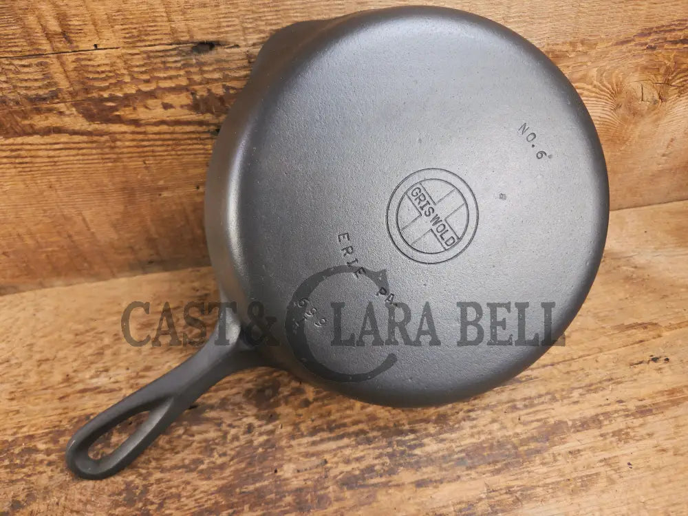 1940βs Griswold #6 Cast Iron Skillet with Small Block Logo and Smooth Bottom 699 I Skillet
