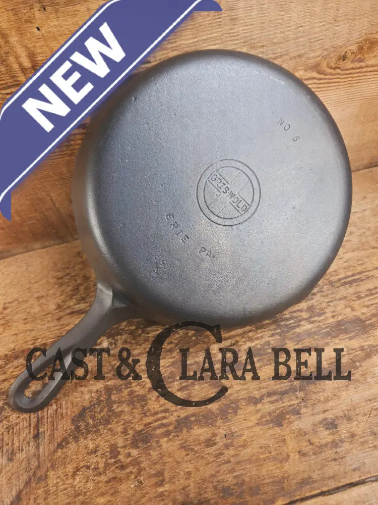 1940’s Griswold #6 Cast Iron Skillet with Small Block Logo and Smooth Bottom 699 K Skillet