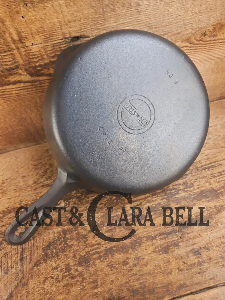 1940βs Griswold #6 Cast Iron Skillet with Small Block Logo and Smooth Bottom 699 K Skillet