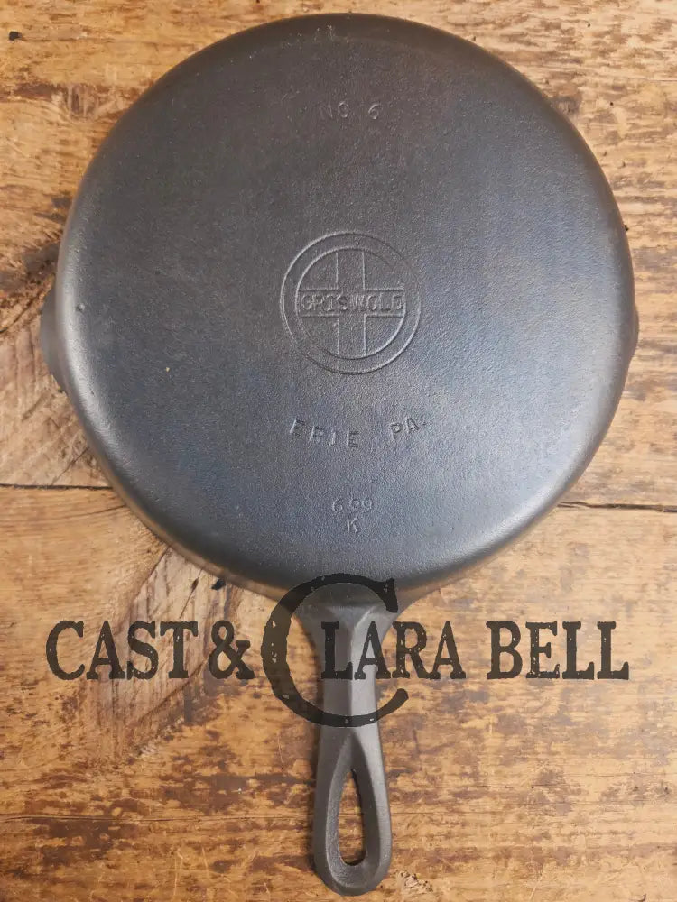1940βs Griswold #6 Cast Iron Skillet with Small Block Logo and Smooth Bottom 699 K Skillet