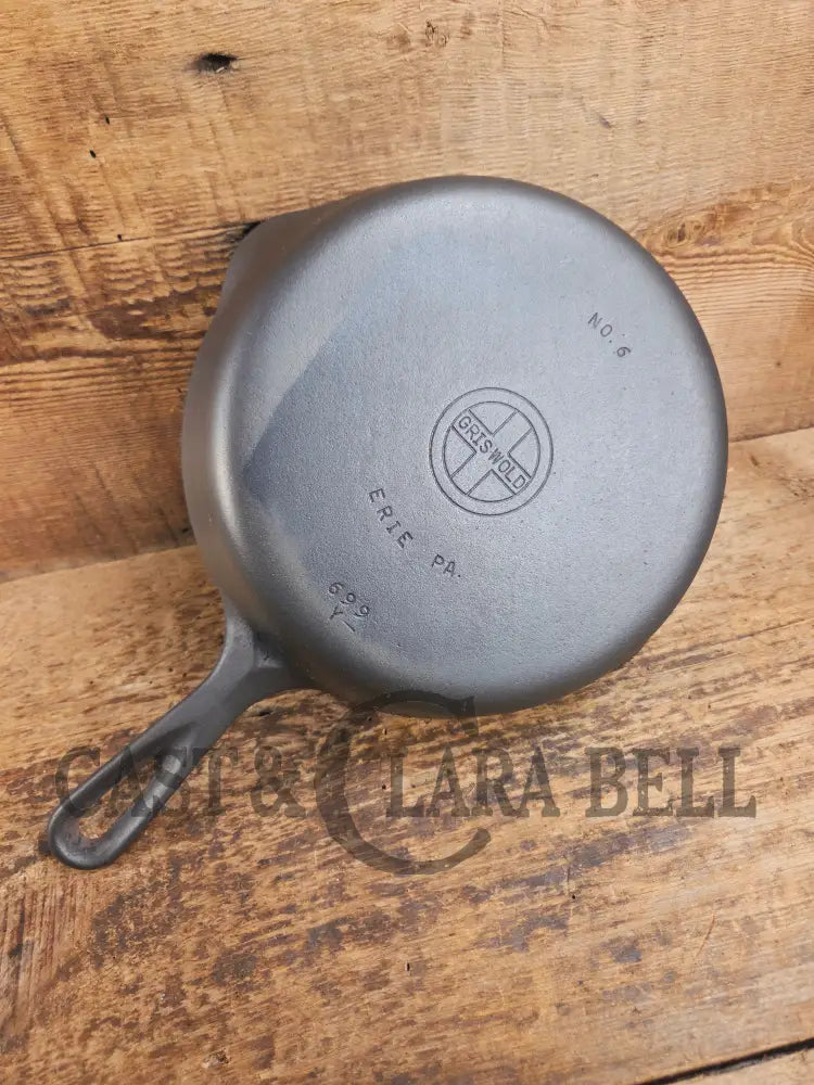 1940βs Griswold #6 Cast Iron Skillet with Small Block Logo and Smooth Bottom 699 Y Skillet