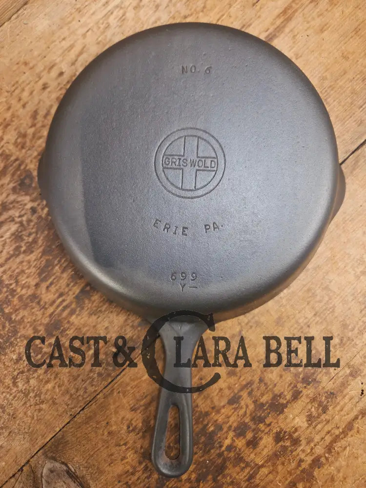 1940’s Griswold #6 Cast Iron Skillet with Small Block Logo and Smooth Bottom 699 Y Skillet