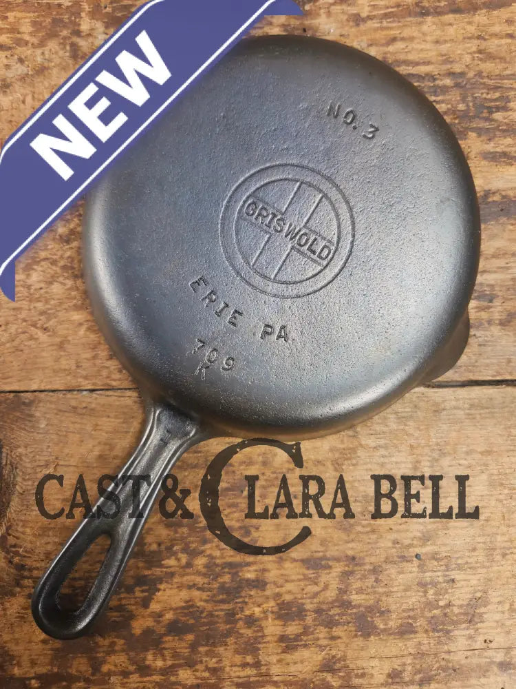 1940βs Griswold No. 3 Cast Iron Egg Skillet with Grooved Handle 709 K Skillet