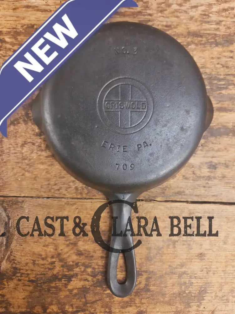 1940βs Griswold No. 3 Cast Iron Egg Skillet with Small Block Logo 709 Skillet