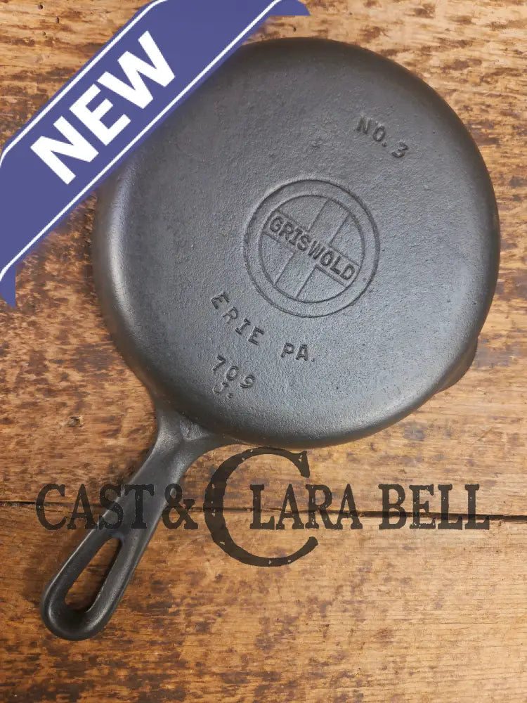 1940βs Griswold No. 3 Cast Iron Egg Skillet with Small Block Logo 709 J Skillet