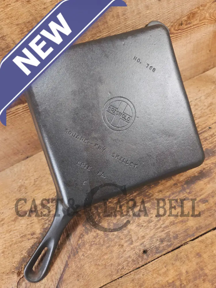 1940’s Griswold No. 768 Square-Fry Skillet with Small Block Logo Erie PA ’E’ - Skillet