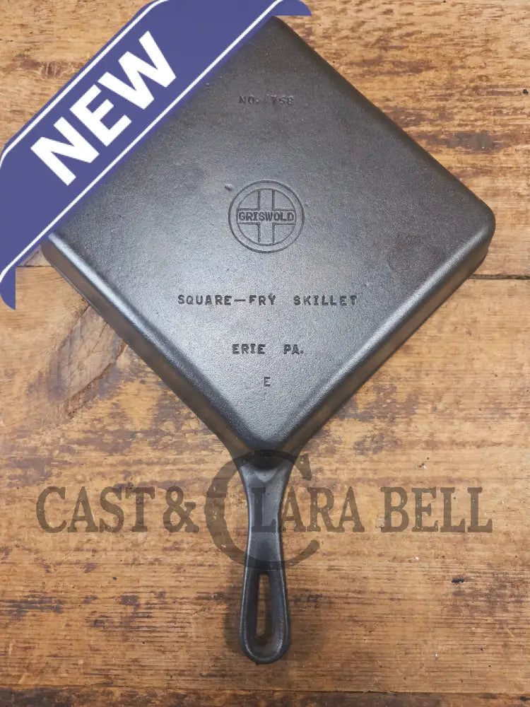 1940’s Griswold No. 768 Square-Fry Skillet with Small Block Logo Erie PA ’E’ - Skillet