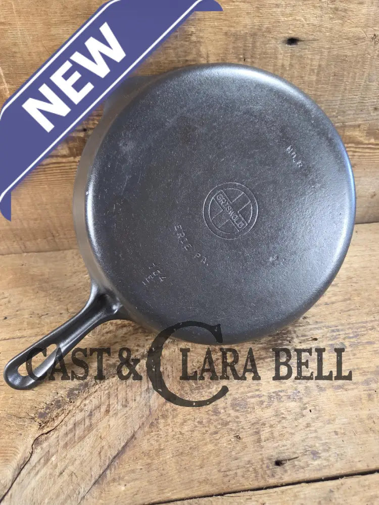 1940’s Griswold No. 8 Cast Iron Skillet with GROOVE handle and Small Block Logo 704 E. In beautiful condition. Almost