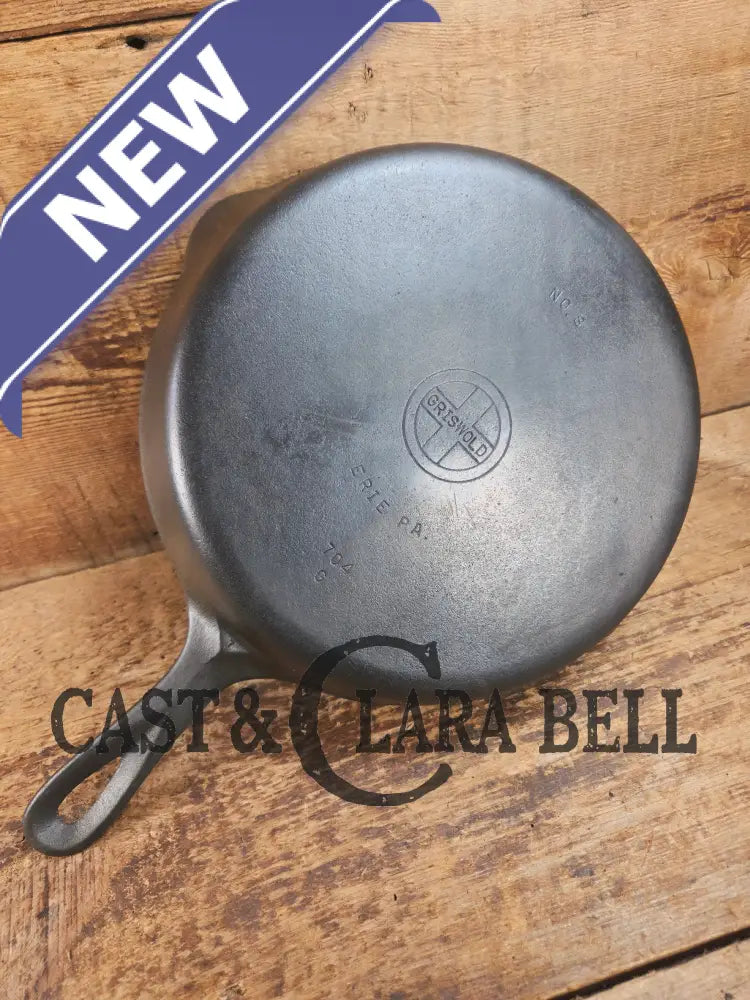 1940βs Griswold No. 8 Cast Iron Skillet with Small Block Logo 704 G Skillet