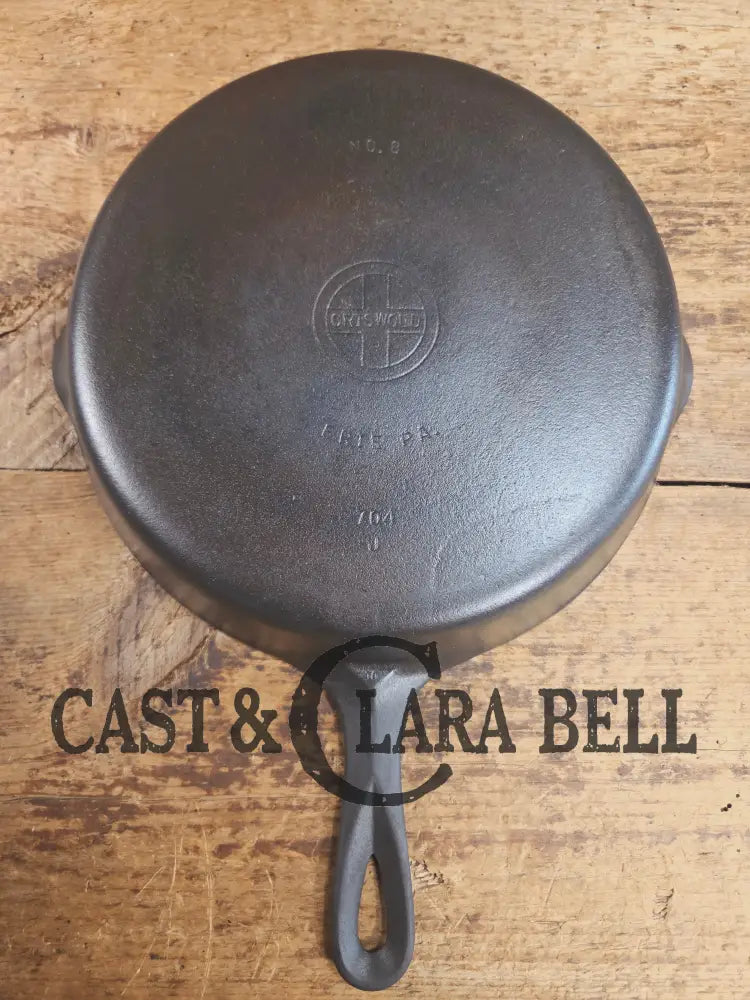 1940’s Griswold No. 8 Cast Iron Skillet with Small Block Logo 704 J. In beautiful condition. Almost mint Skillet