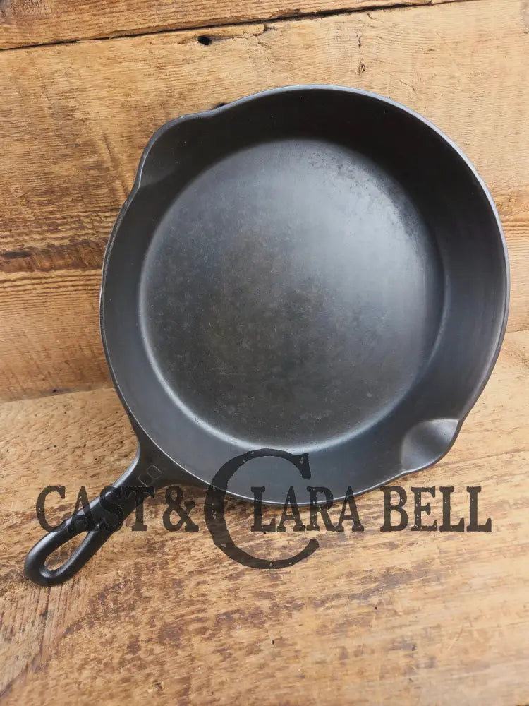 1940βs Griswold No. 8 Cast Iron Skillet with Small Block Logo and Smooth Bottom 704 Skillet