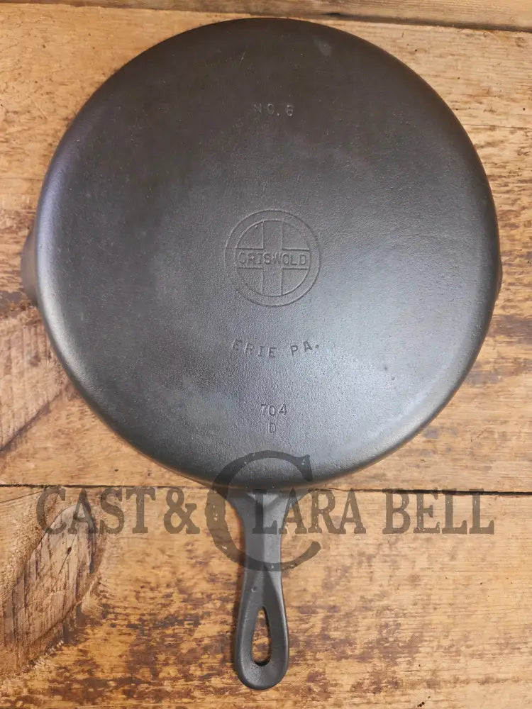 1940’s Griswold No. 8 Cast Iron Skillet with Small Block Logo and Smooth Bottom 704 D. - Skillet