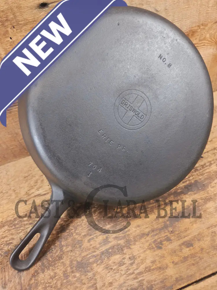 1940’s Griswold No. 8 Cast Iron Skillet with Small Block Logo and Smooth Bottom 704 I - Skillet