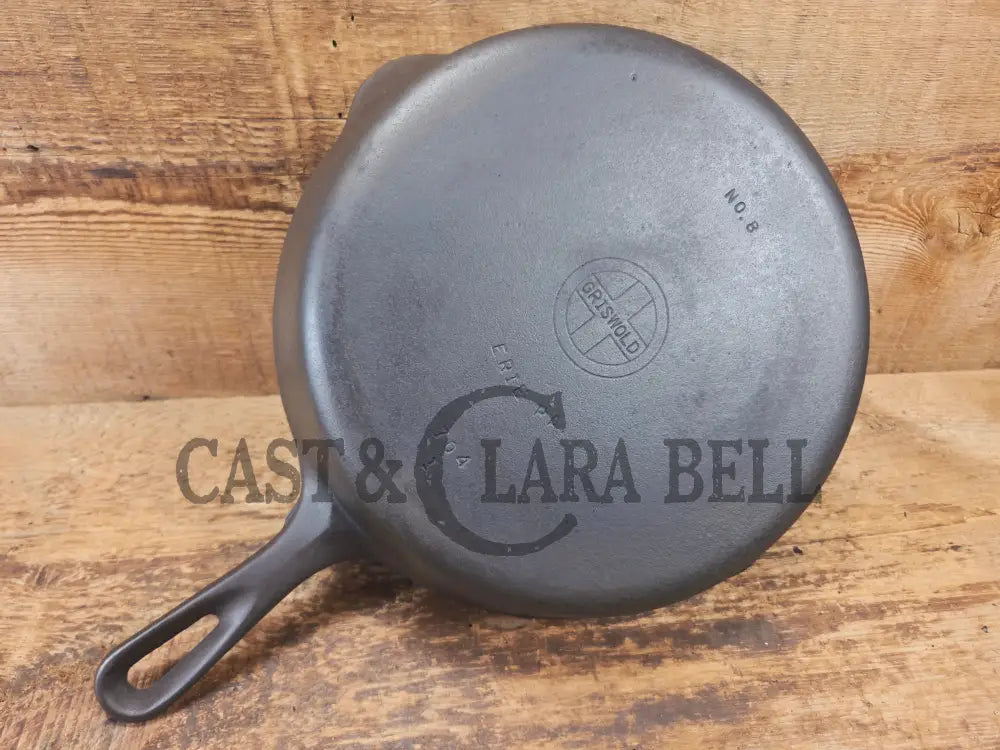 1940’s Griswold No. 8 Cast Iron Skillet with Small Block Logo and Smooth Bottom 704 I - Skillet