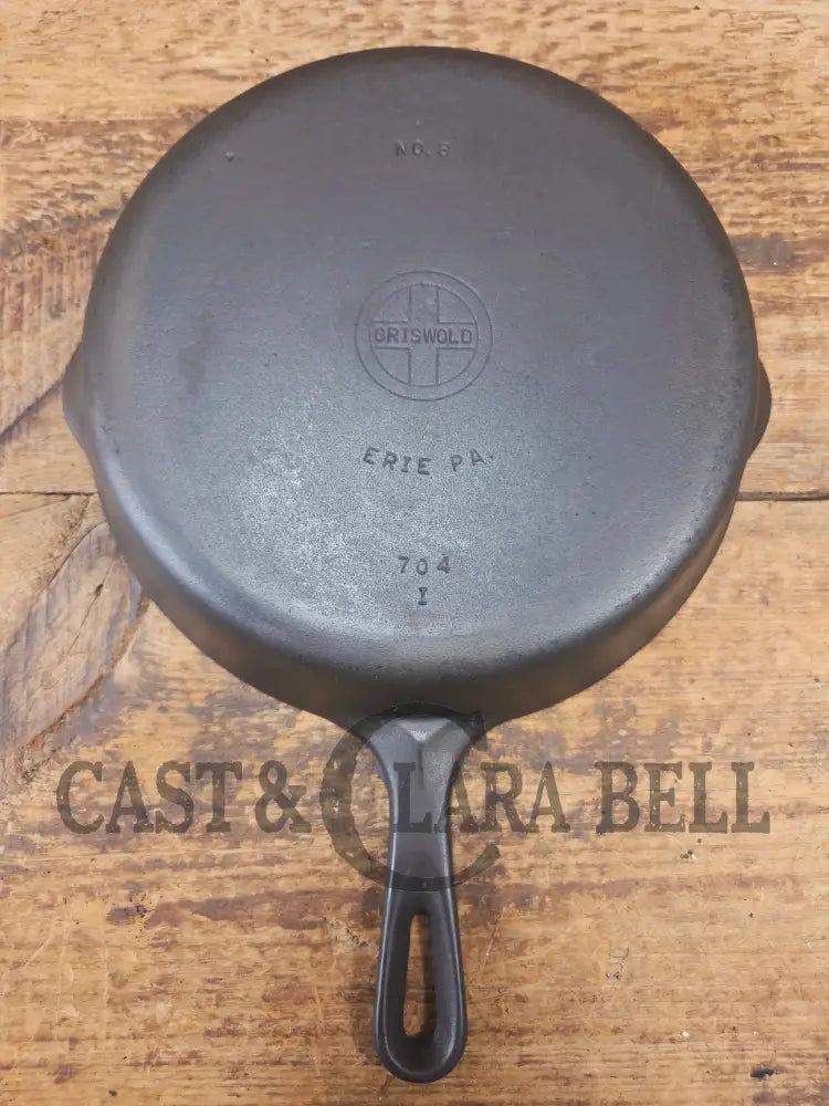 1940’s Griswold No. 8 Cast Iron Skillet with Small Block Logo and Smooth Bottom 704 I - Skillet