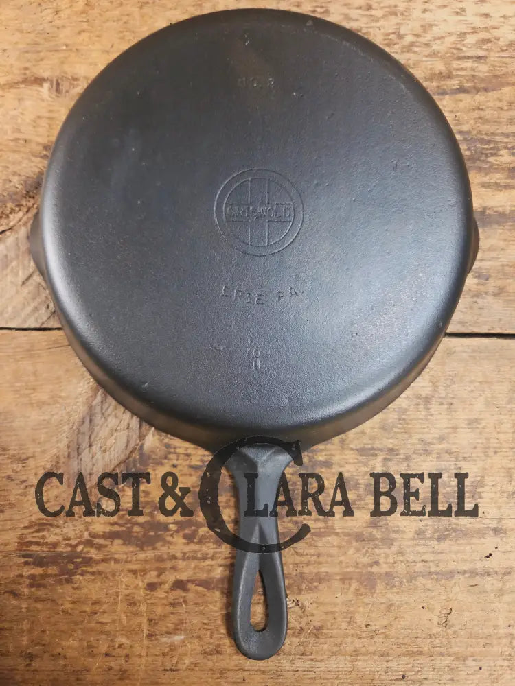 1940’s Griswold No. 8 Cast Iron Skillet with Small Block Logo and Smooth Bottom 704 U Skillet