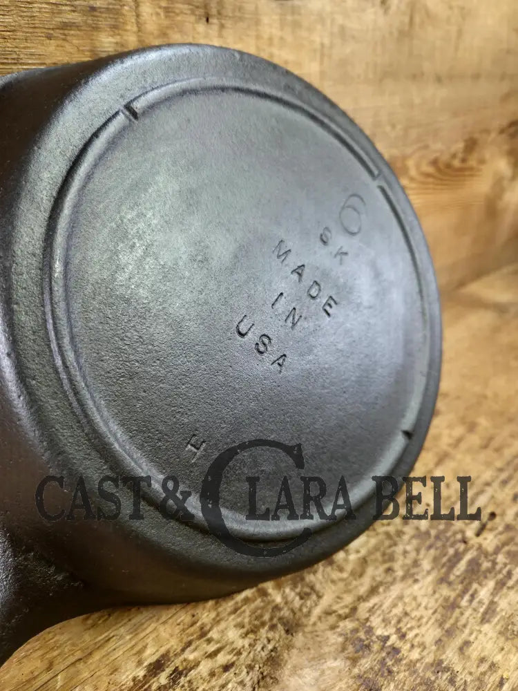 1960’s era Lodge #6 Cast Iron Skillet SK with 3 Notch Heat Ring ’H’. Great daily user!