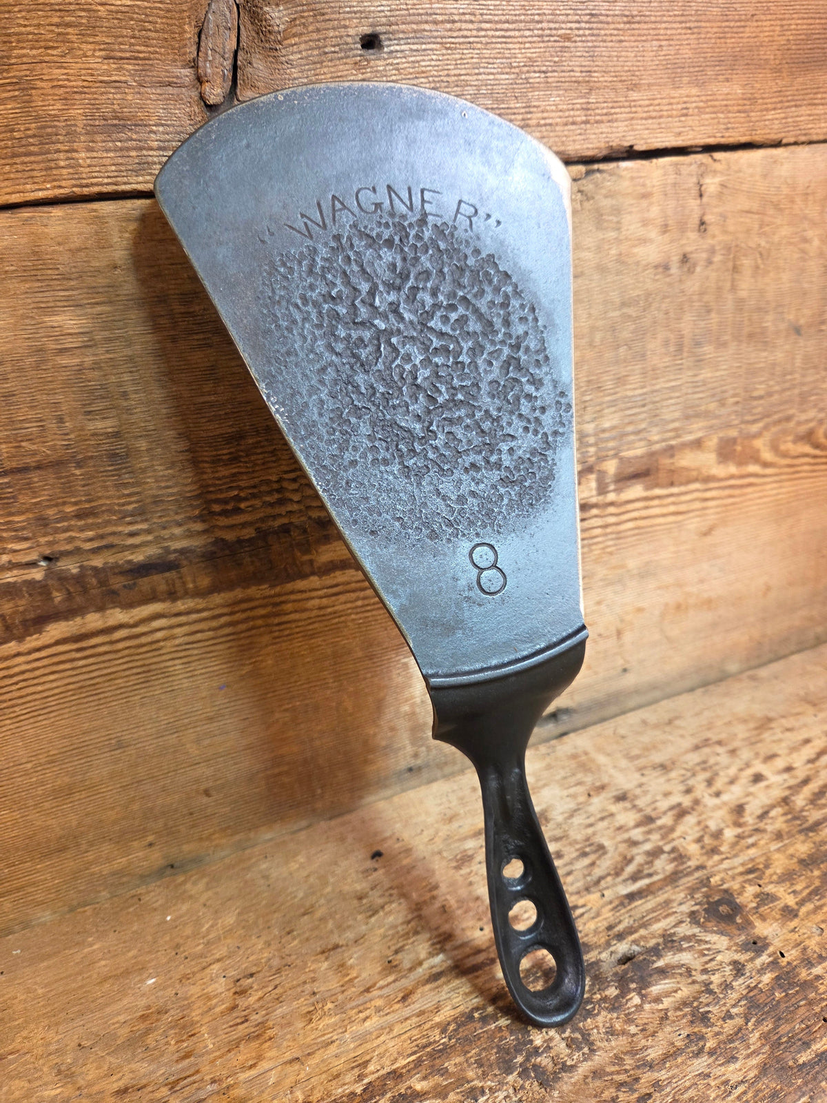 Custom made #8 Early 1900’s Wagner Cast Iron Griddle Spatula. Reclaimed from a tough to find early Wagner skillet
