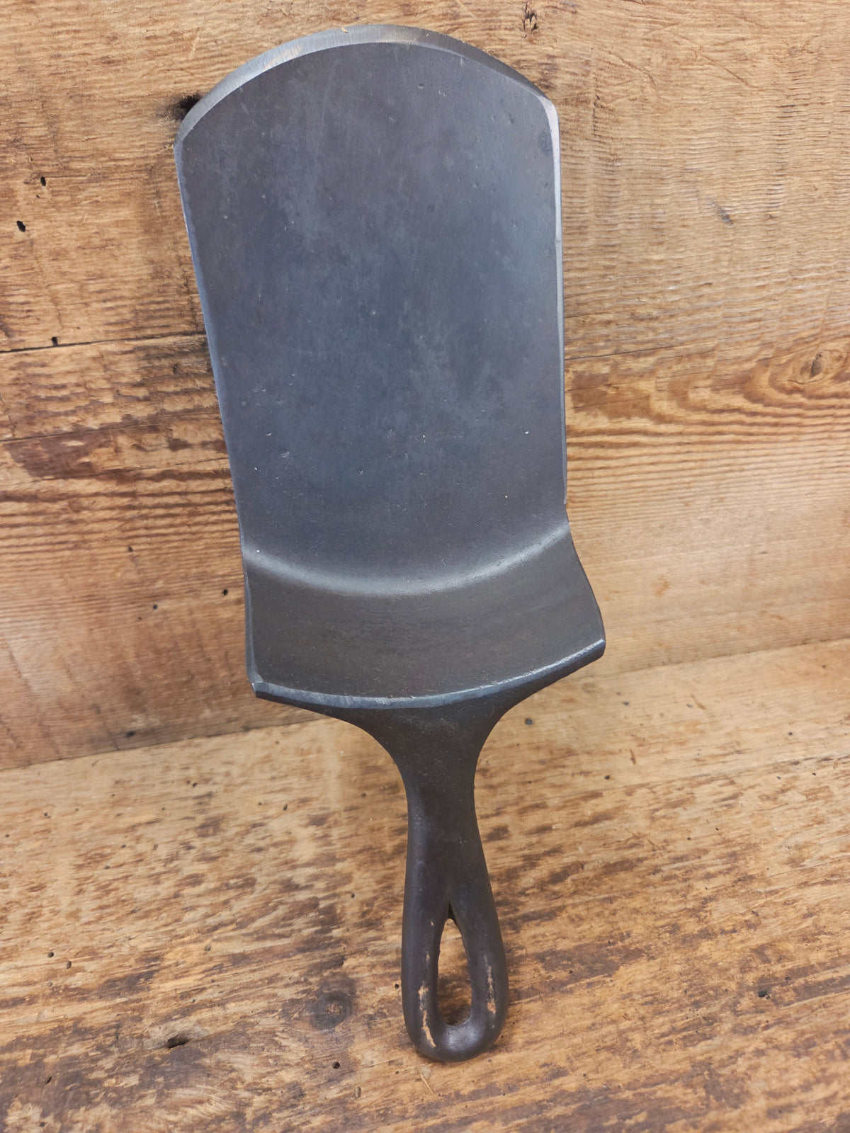Custom made #5 Lodge Cast Iron Skillet Spatula. Reclaimed from a early to mid 1900’s three notch Lodge skillet. Great