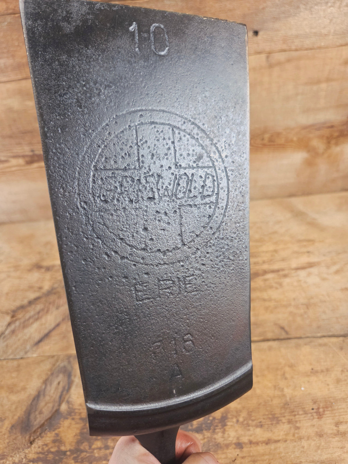 Custom made Griswold Cast Iron Skillet Spatula. MONSTER Reclaimed #10 1910βs Era Griswold Slant cast iron skillet. SC24