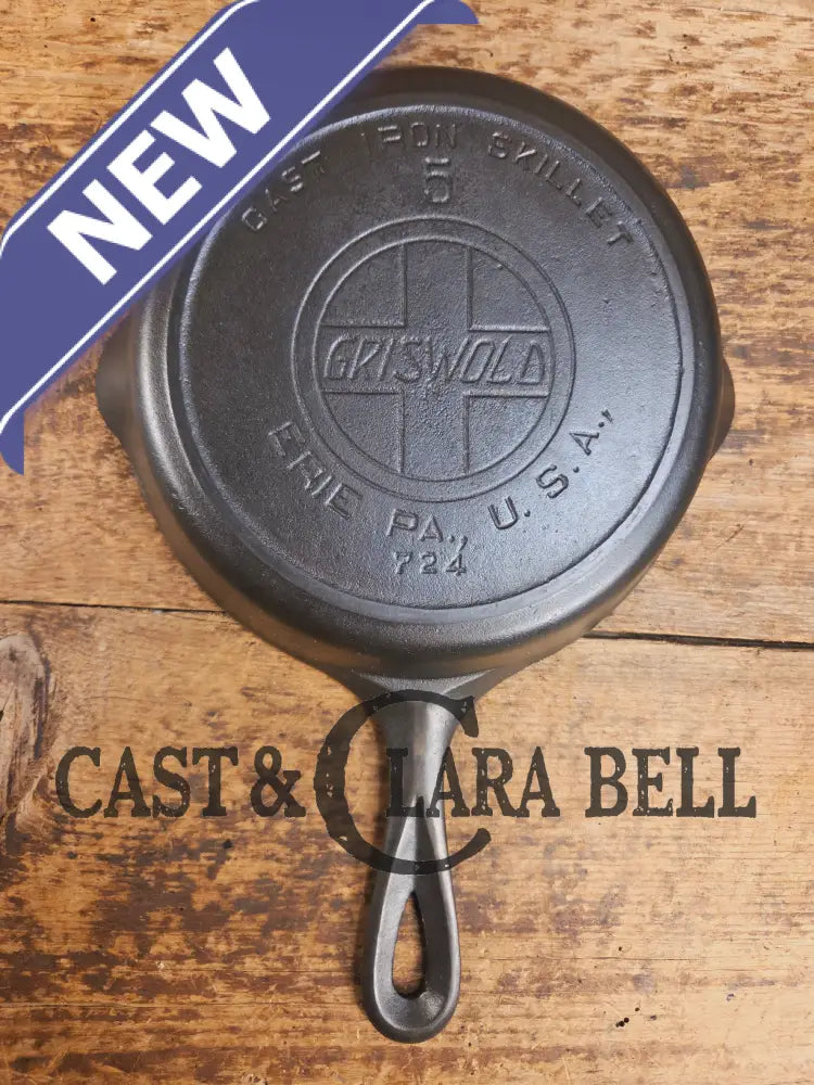 Absolute stunner. 1907-1912 Griswold βErie PA USAβ #5 Skillet with Slant Logo and Heat Ring 724 Skillet