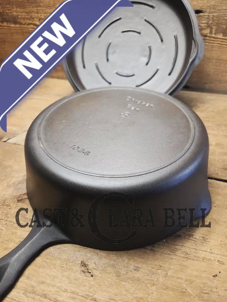 Absolutely gorgeous. 1930’s Griswold’s Iron Mountain #8 Chicken Pan with Matching Lid Deep Skillet 1034/1035. Amazing