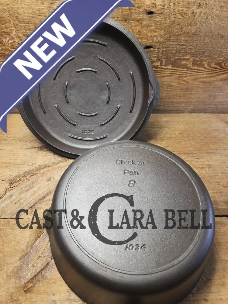 Absolutely gorgeous. 1930’s Griswold’s Iron Mountain #8 Chicken Pan with Matching Lid Deep Skillet 1034/1035. Amazing