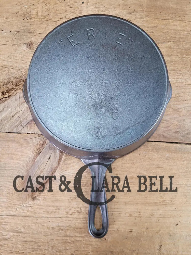 Awesome! 1890βS Griswold Erie 2Nd Series #7 Skillet With Heat Ring And Makerβs Mark Shield!