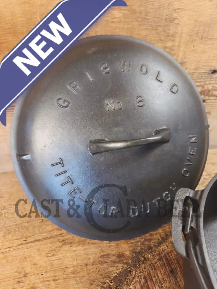 Awesome! 1920’s Griswold #8 Tite-Top Cast Iron Dutch Oven 833 D and high dome matching Griswold Lid 2551 A - Dutch