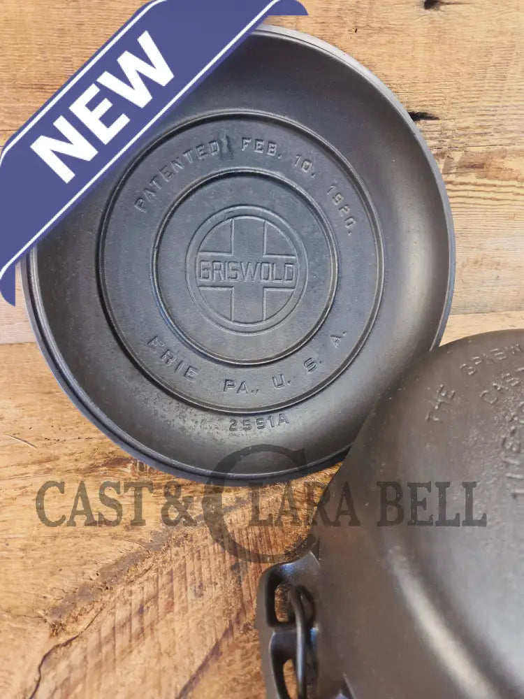 Awesome! 1920’s Griswold #8 Tite-Top Cast Iron Dutch Oven 833 D and high dome matching Griswold Lid 2551 A - Dutch