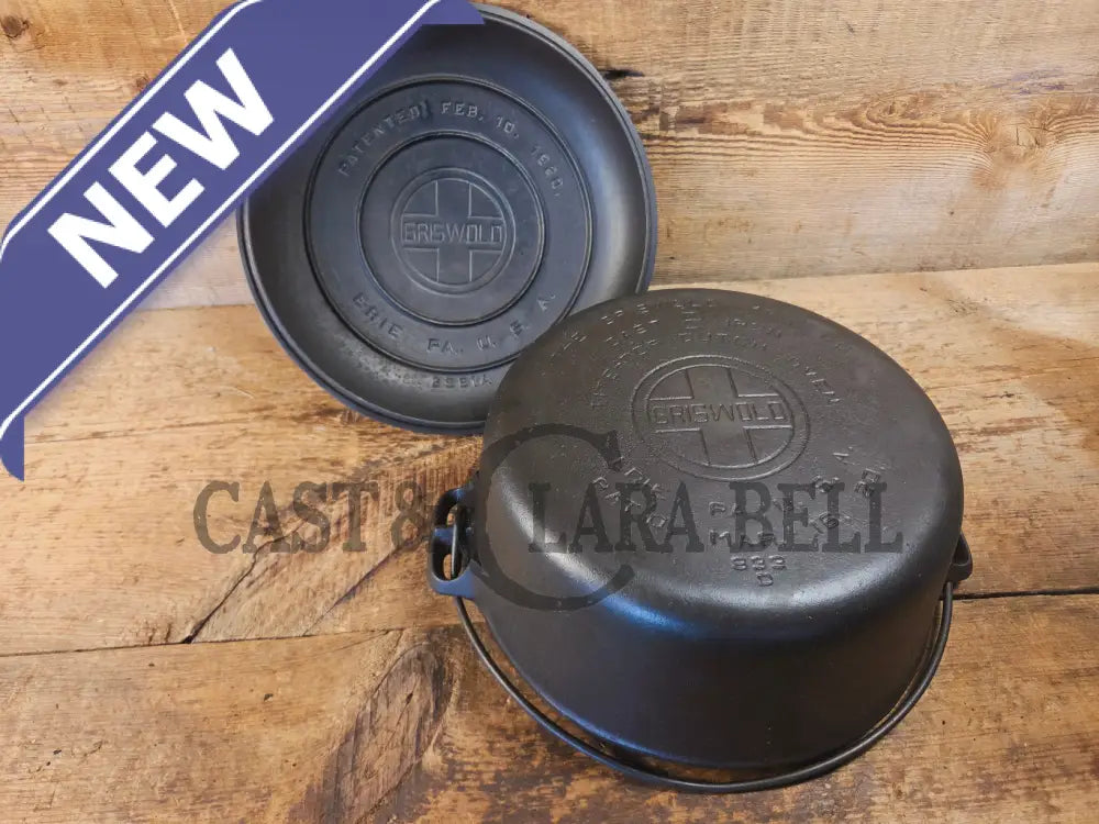 Awesome! 1920’s Griswold #8 Tite-Top Cast Iron Dutch Oven 833 D and high dome matching Griswold Lid 2551 A - Dutch